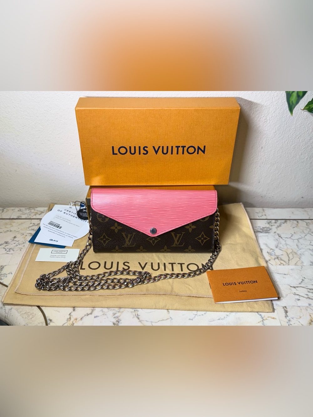 NWOT Louis Vuitton Monogram Epi Marie-Lou Chain Wallet Box Set & COA